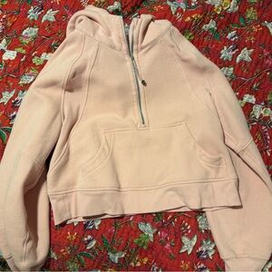 Blush Pink Half-Zip Scuba Oversized Hoodie
